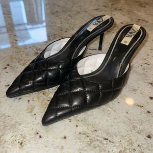 Zara black leather mules
